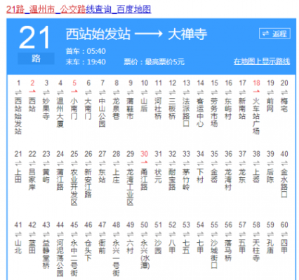 温州龙湾122公交路线（龙湾21路公交车路线）-图1