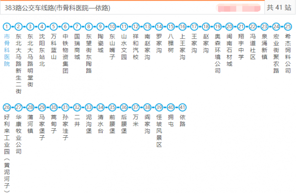 沈阳338公交路线（沈阳383公交车线路图）-图1