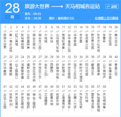 烟台28公交路线查询（烟台28路公交路线）-图1