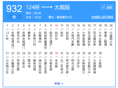 932公交路线图（932公交车线路站）-图1