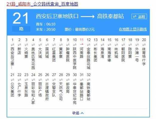 西安咸阳21路公交路线（咸阳21路公交车站）-图1